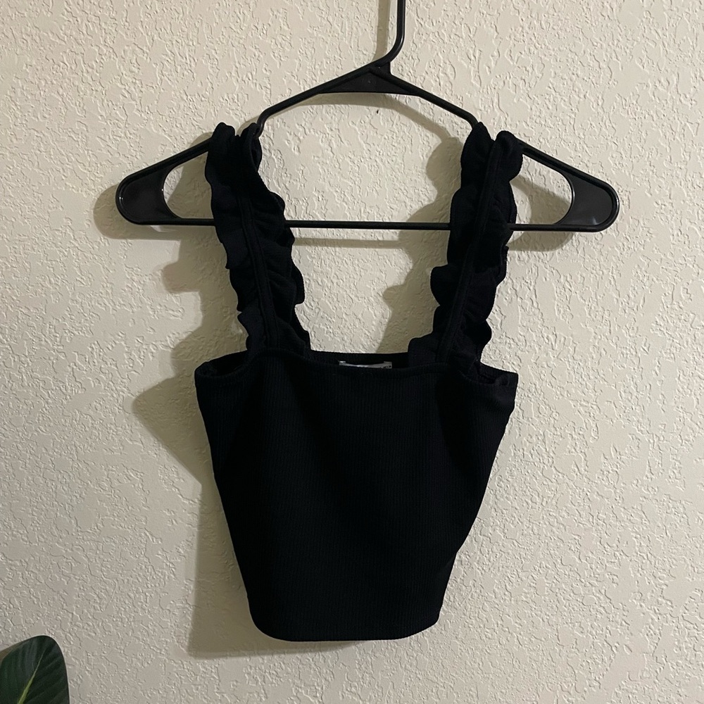 Zara Black Ruffled Women's Top - Picture 2 of 3